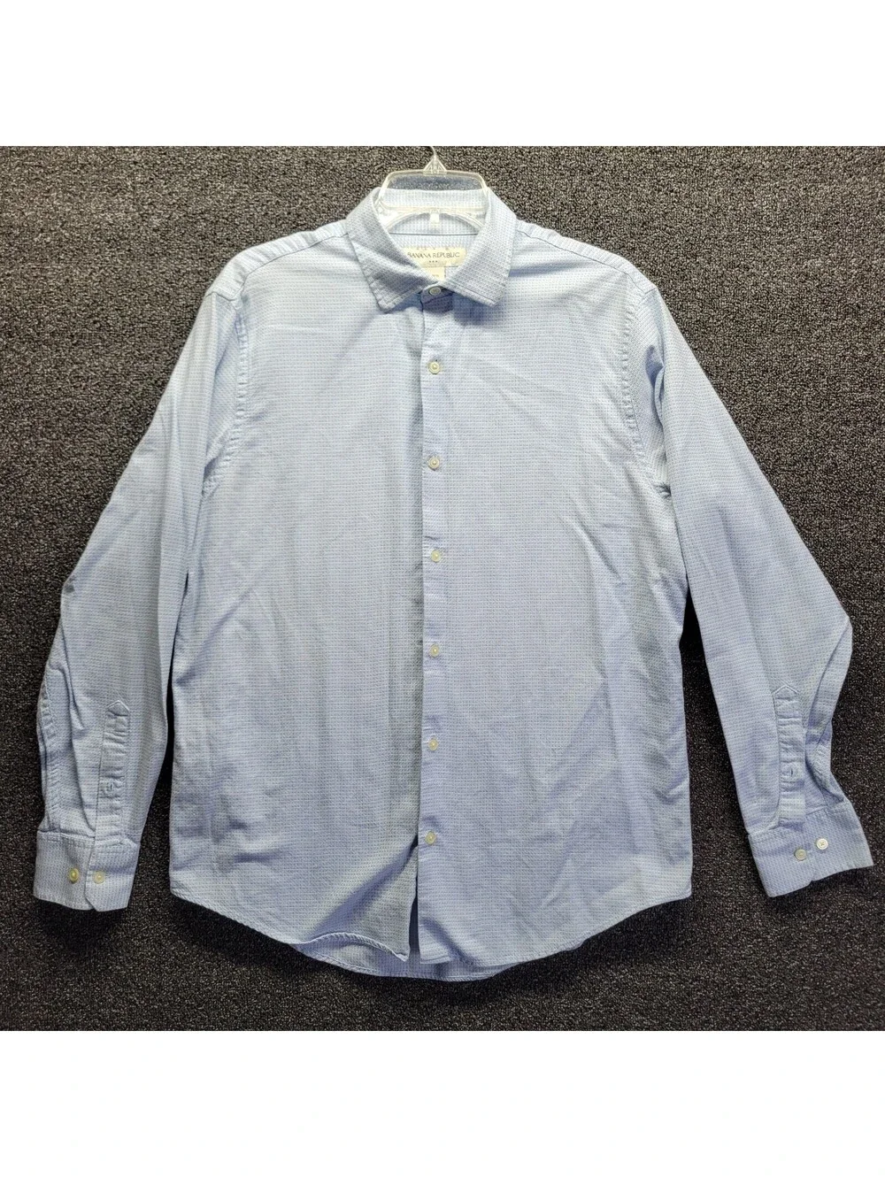 Banana Republic Mens Sz L 16.5 Light Blue Textured Button-Down Long-sleeve Shirt